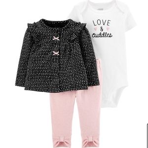Carter's Baby Girl 3 pc Outfit, Black/Pink 3-6 mo